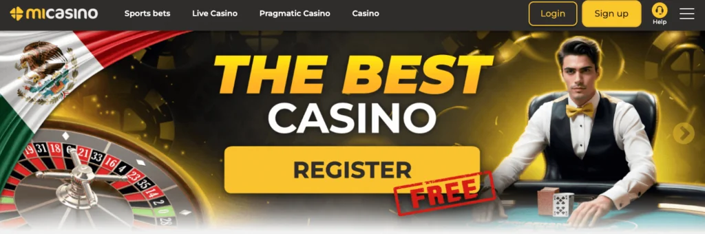 Promoción destacada de MiCasino Chile con el lema “The Best Casino”, invitando a registrarse gratis y disfrutar de juegos de mesa y apuestas deportivas en una plataforma elegante y moderna.